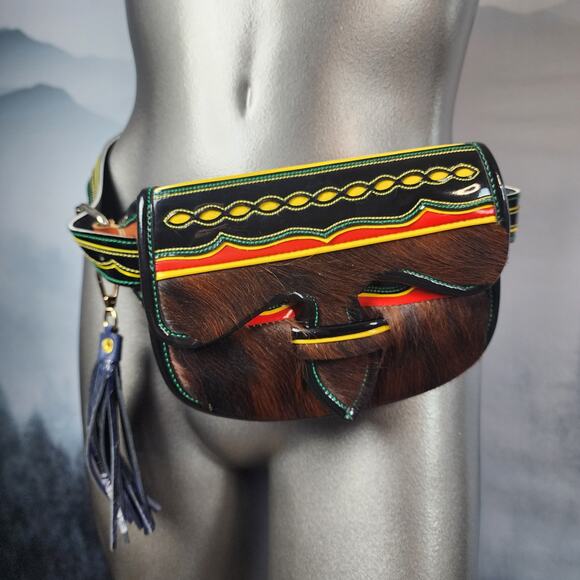 Julian Agudelo Carrieles Columbian Genuine Leather and Fur Crossbody / Satchel - Picture 3 of 15